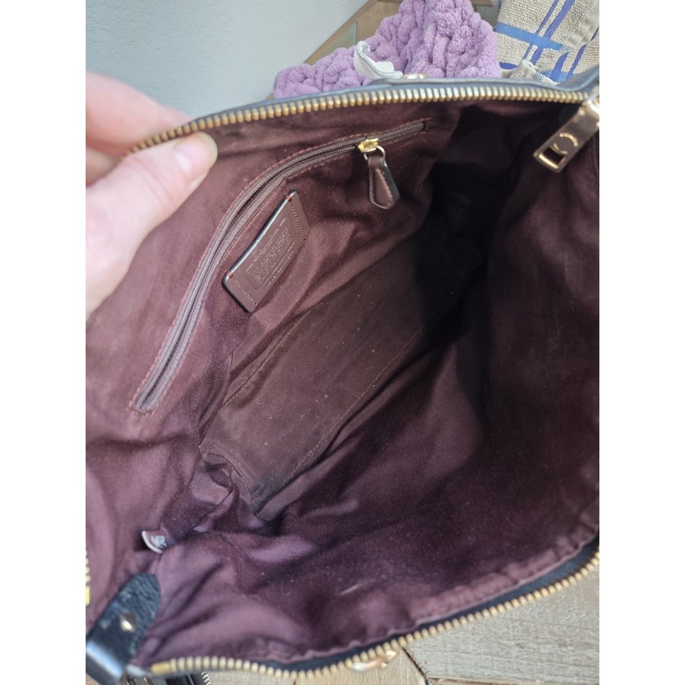Coach KACEY Satchel SIGNATURE Canvas + Leather C6230 Brown/Black Crossbody - Picture 6 of 10